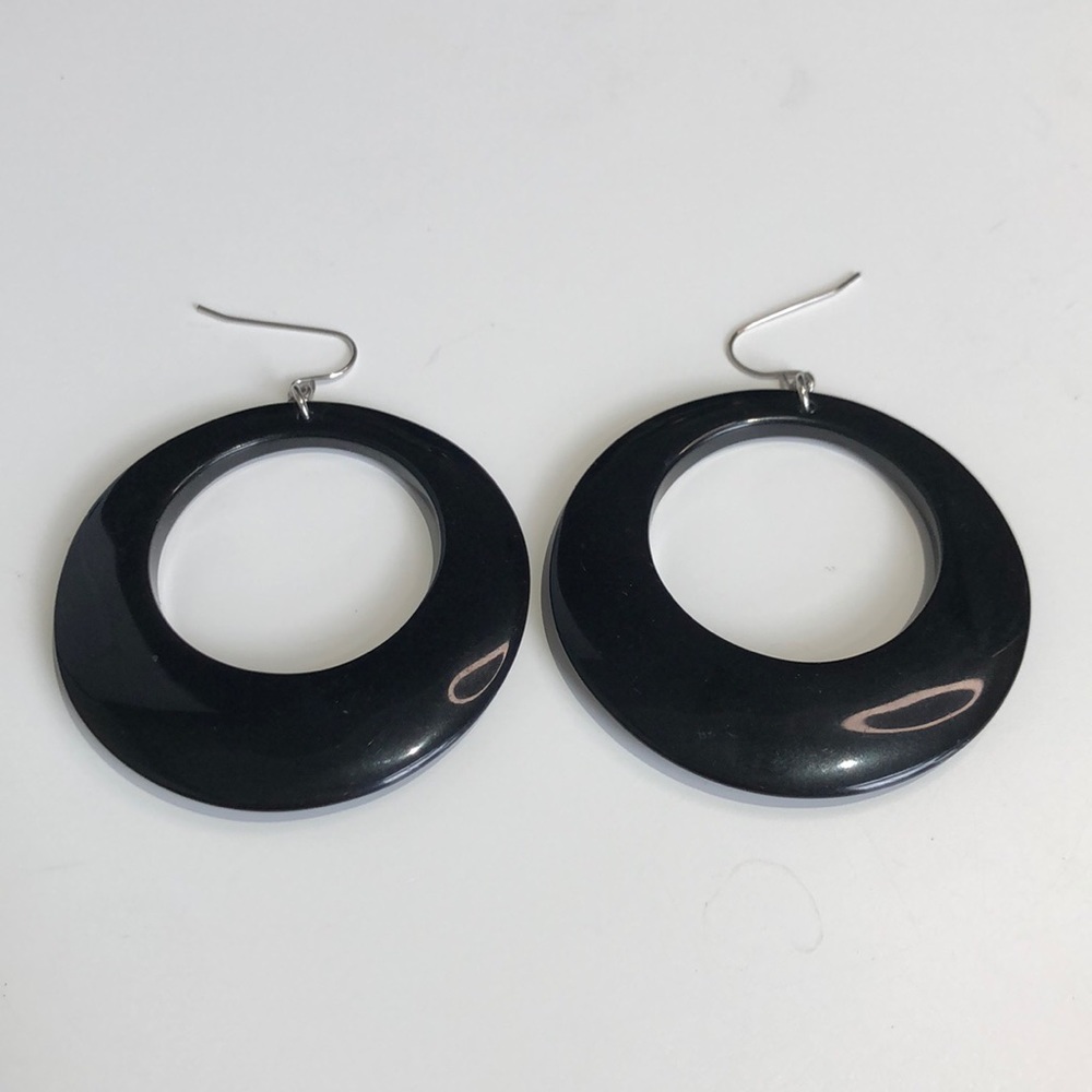 Park Lane Black hooped earrings.